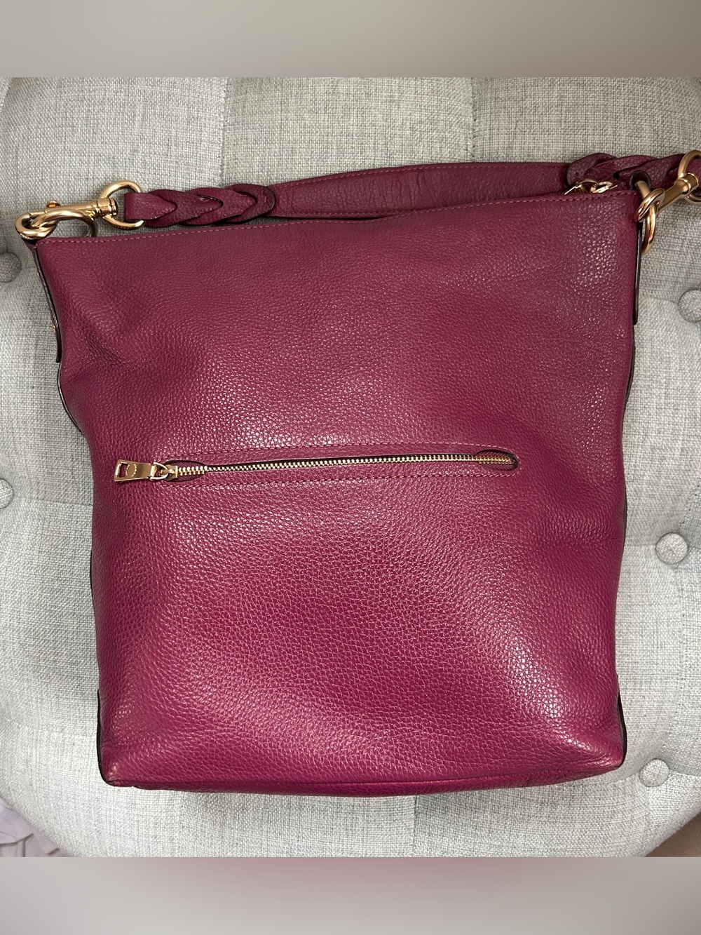 Coach Abby Duffle F31507 Dark Berry Pebbled Leather Hobo Shoulder Bag - Picture 11 of 16